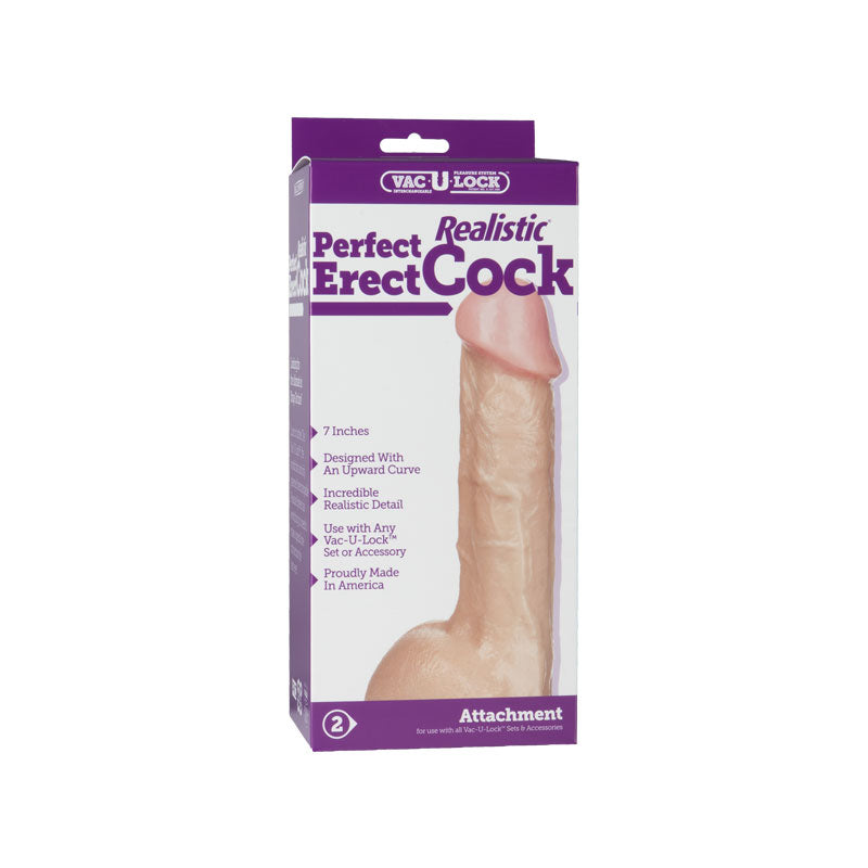 Vac U Lock 7 Realistic Perfect Erect Cock Beige –