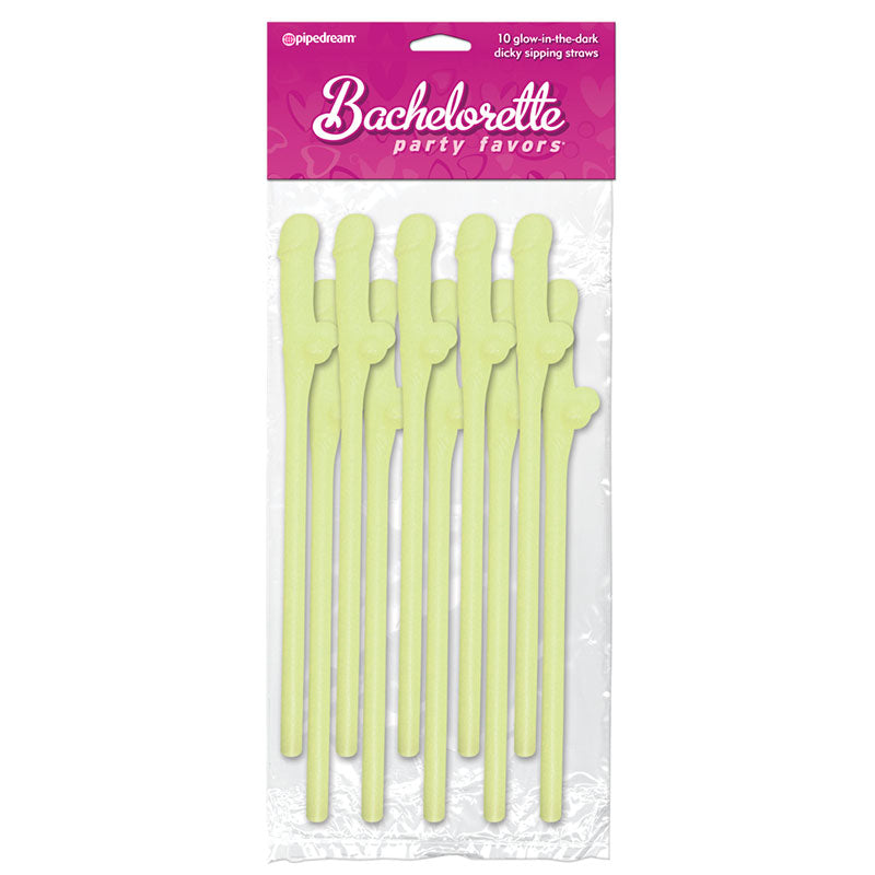 Bachelorette Party Favors Dicky Sipping Straws - Glow in the Dark Pack of 10