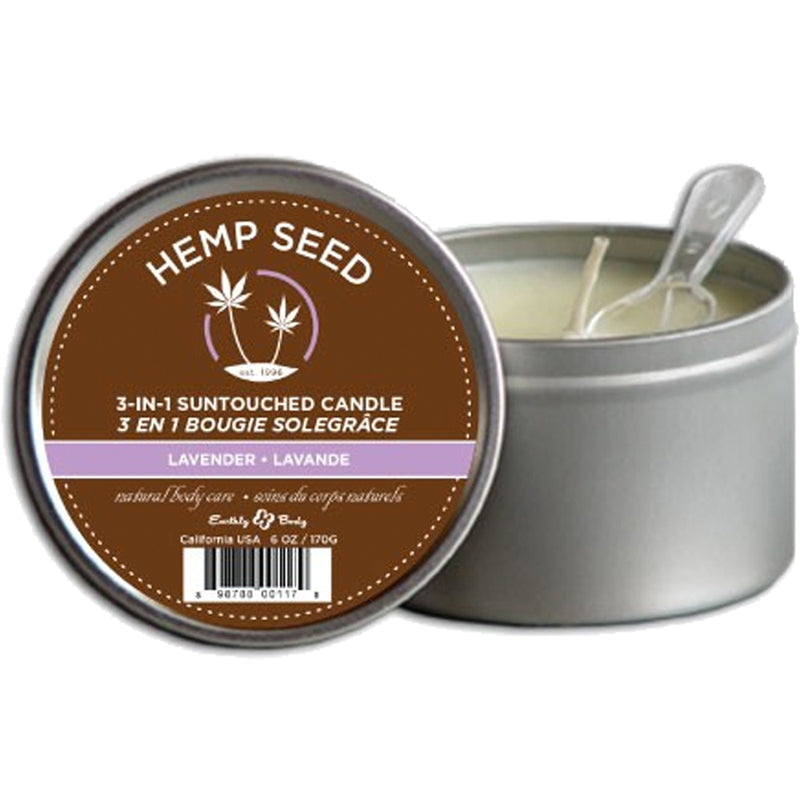 Earthly Body Suntouched Hemp Candle - 6 oz Round Tin Lavender