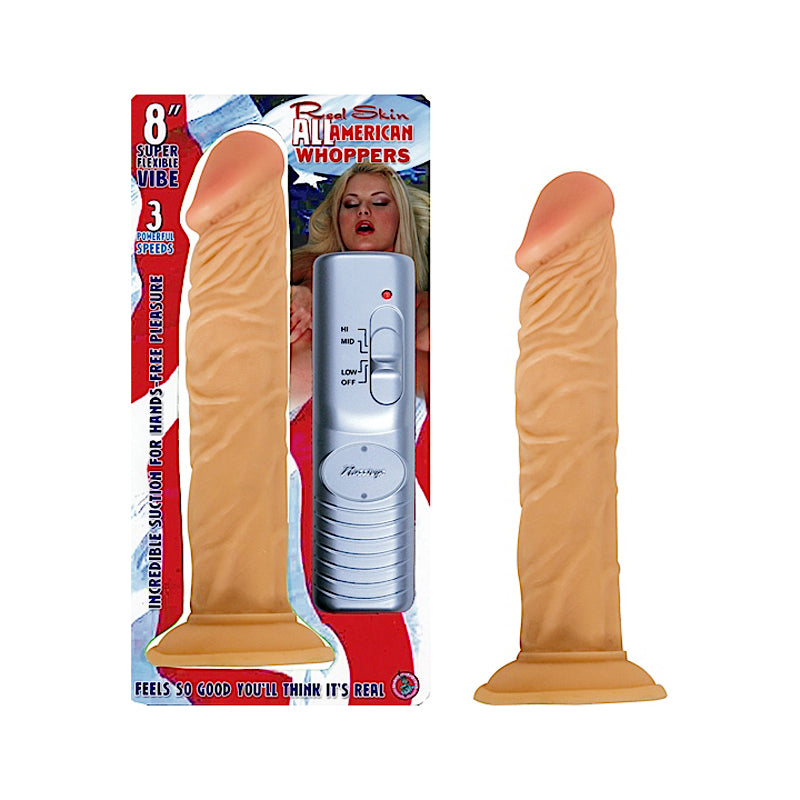 All American Whopper Vibrating 8 Inches Dildo Beige