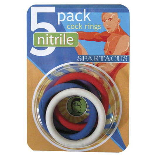 Rainbow Nitrile Cock Rings 5 Pack 1.25 inches