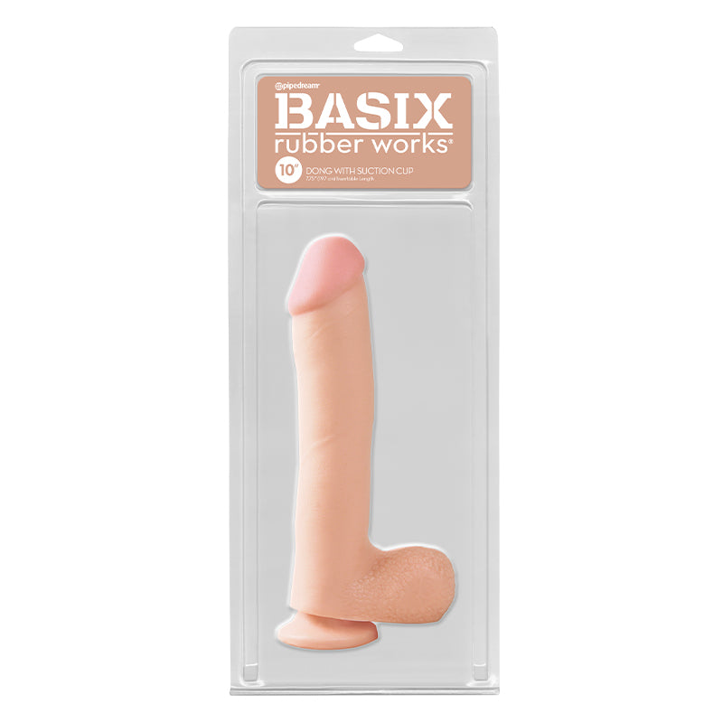 Basix Rubber Works 10 inches Dong Suction Cup Beige