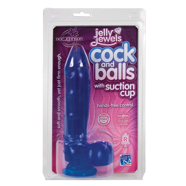 Jelly Jewels Cock Balls Suction Cup Sapphire Blue 9252