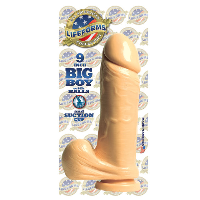 9" Big Boy Dong Balls W/Suction Cup - Beige