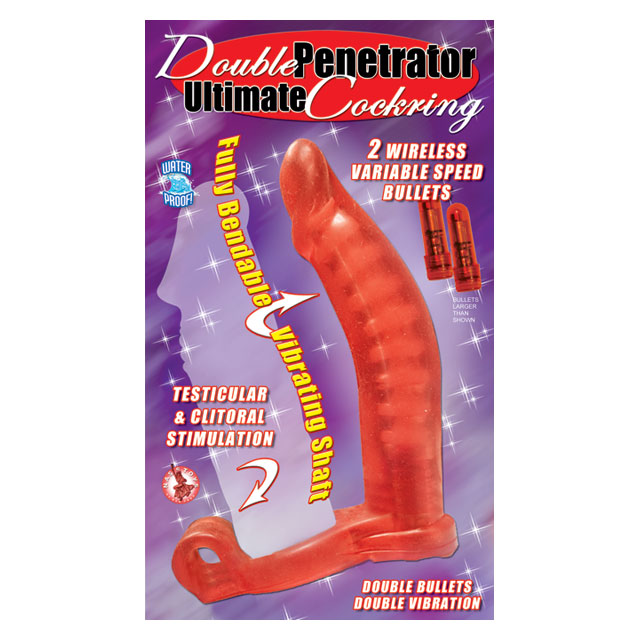 Double Penetrator Cockring Red