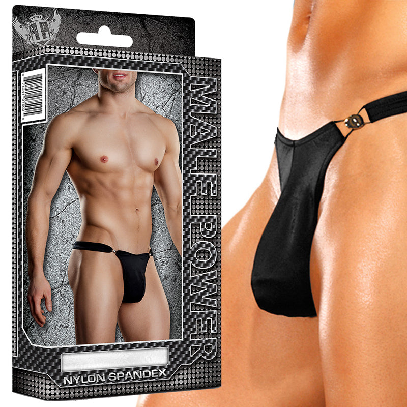 Male Power Bong Clip Thong S/M Black Underwear