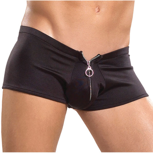 Male Power Zipper Shorts S/M Underwear Black