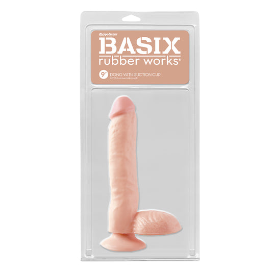 Basix Rubber Works - 9in. Dong With Suction Cup Flesh