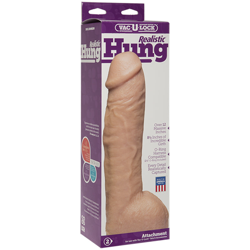 Vac-U-Lock 12" Realistic Hung Dong - Beige