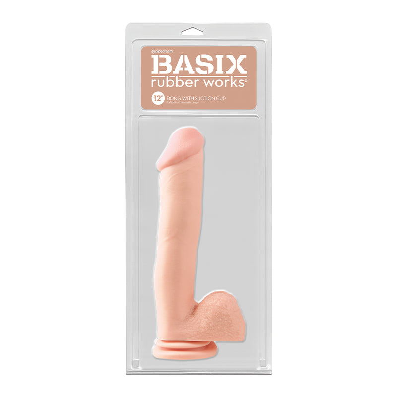 Basix Rubber Works 12 Inches Dong Suction Cup Beige