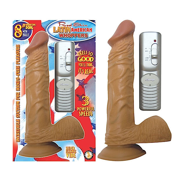 Latin American Whoppers 8in Straight Vibrating Dong With Balls