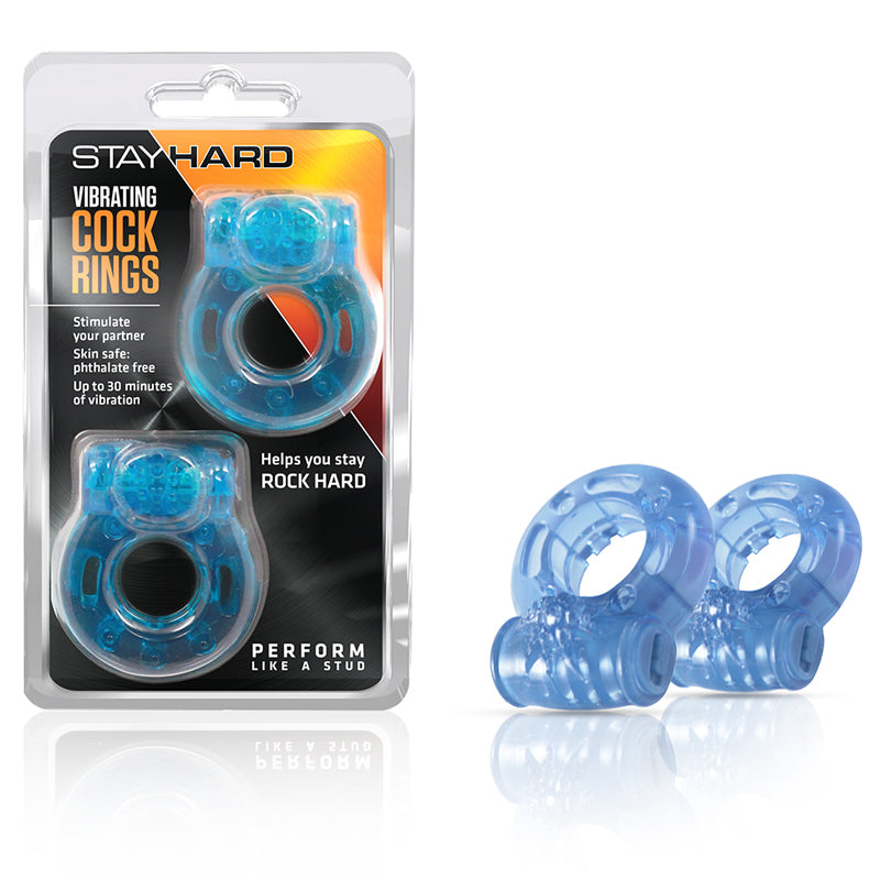 Blush Stay Hard Vibrating Cock Ring 2 Pack Blue 0397