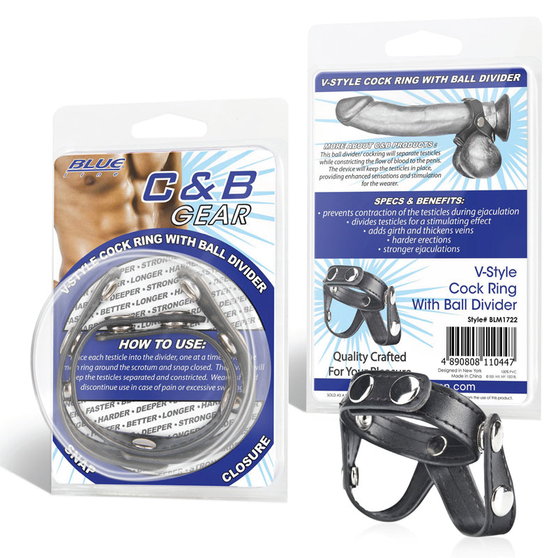 CB Gear V-style cock ring w/ball divider