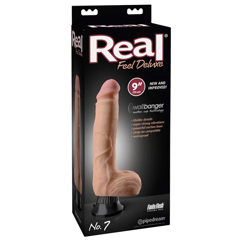 Real Feel Deluxe No 7 Wallbanger Vibrating Dildo Waterproof - Beige