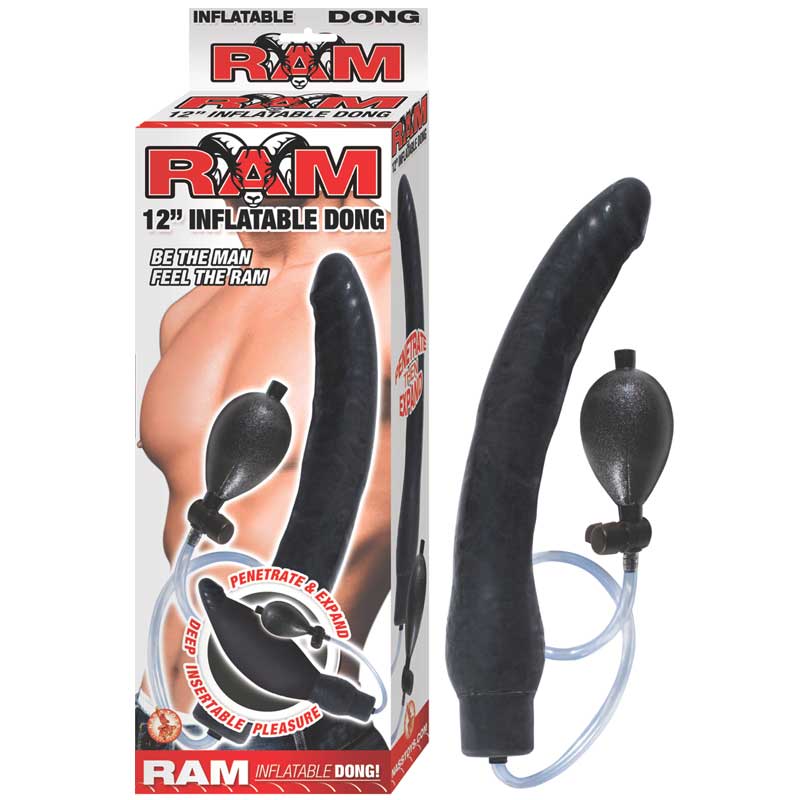 Ram Inflatable Latex Dong 12 Inch	- Black