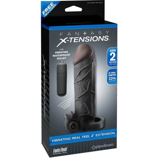 Vibrating Real Feel 2 Inches Extension - Black
