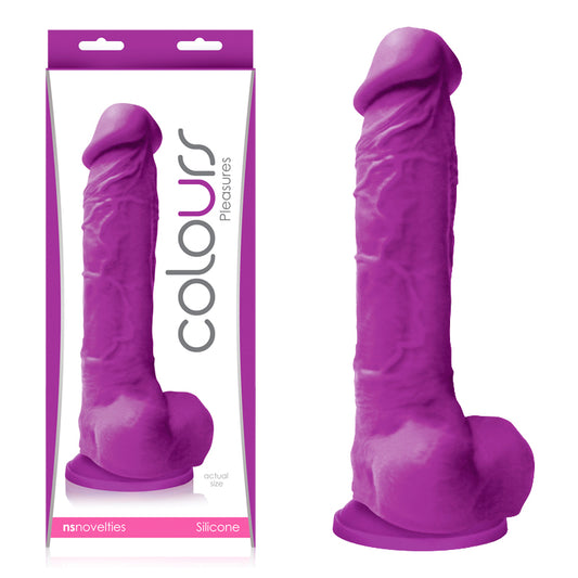 Colours Pleasures 8 inches Silicone Dildo - Purple