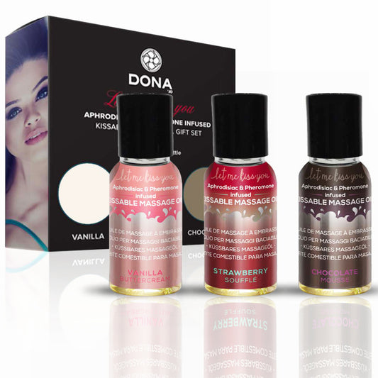 Dona Let Me Kiss You Massage Gift Set (flavored Massage Oil Trio 3 X 1oz)