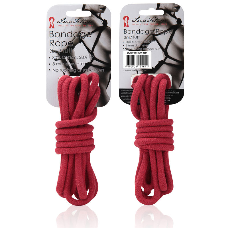 Lux Fetish Bondage Rope Red 10 Feet