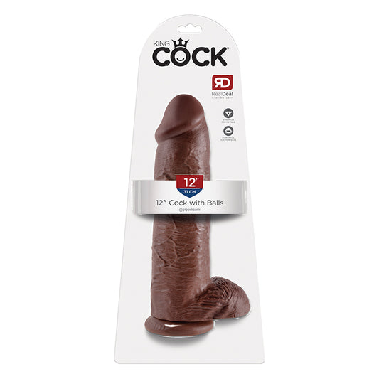 King C*ck 12 Inch C*ck With Balls Brown