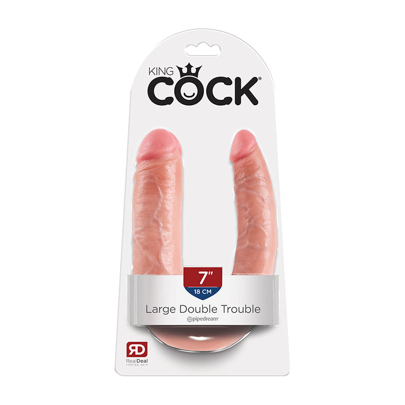 U Shaped Large Double Trouble Dildo - Beige