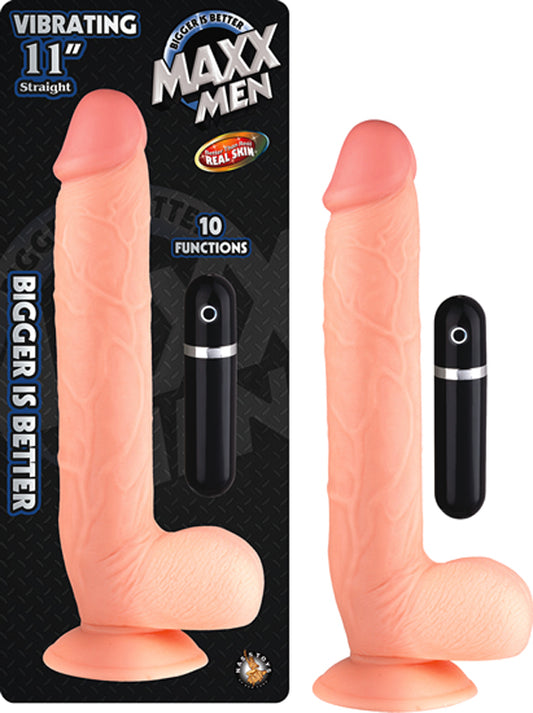 Maxx Men Vibrating 11 inches Straight Dong Beige