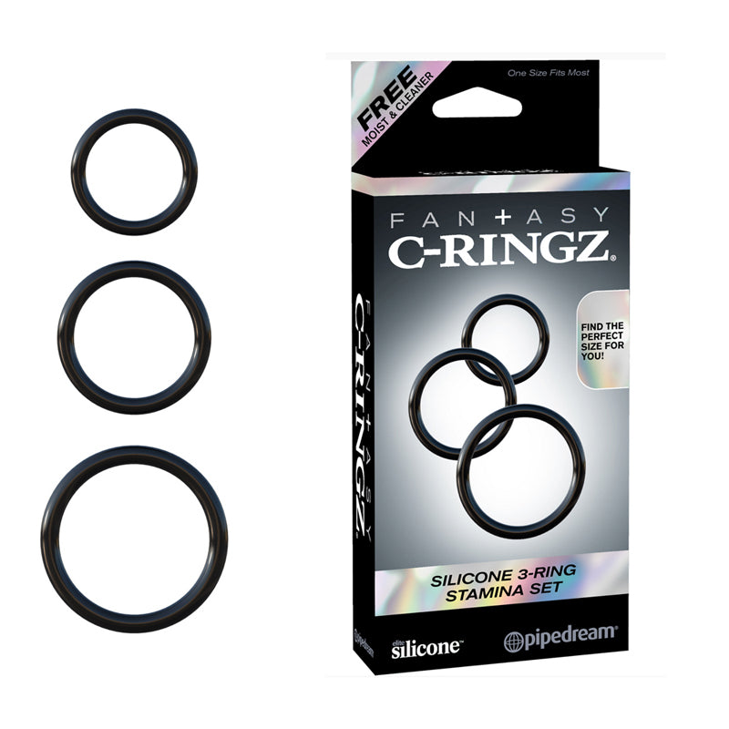 Fcr Silicone 3 Rings Stamina Set Black