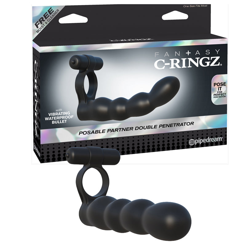 Fantasy C Ringz Posable Partner Double Penetrator Black 