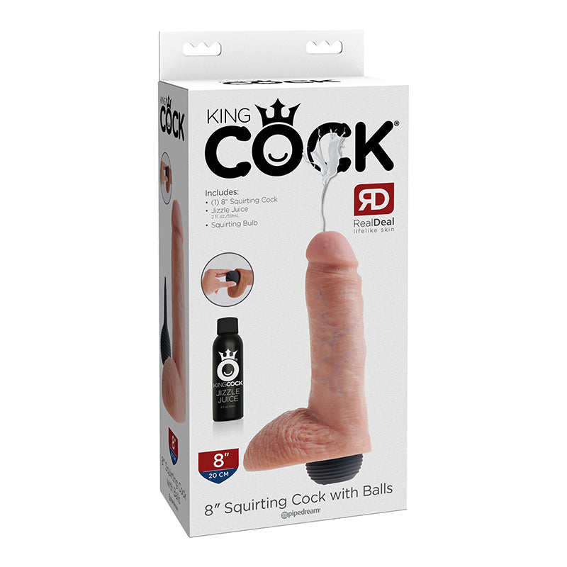 King Cock 8 inches Squirting C*ck Balls Beige