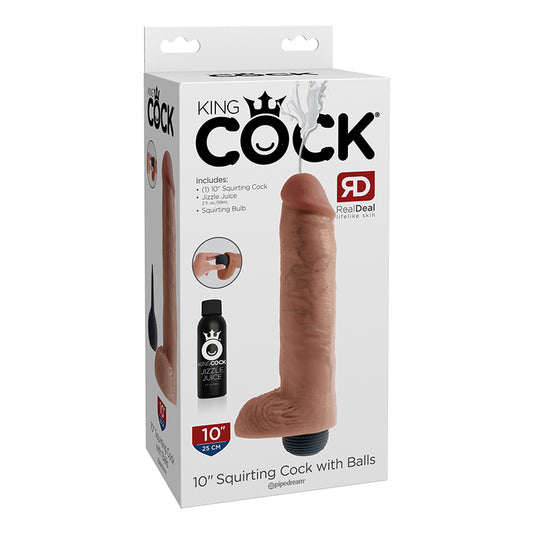 King Cock 10 inches Squirting Cock Balls Beige