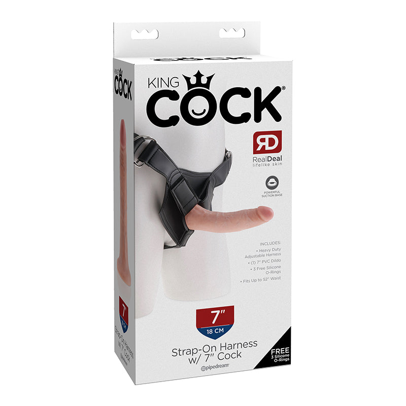 King Cock Strap On Harness 7 inches Cock Beige