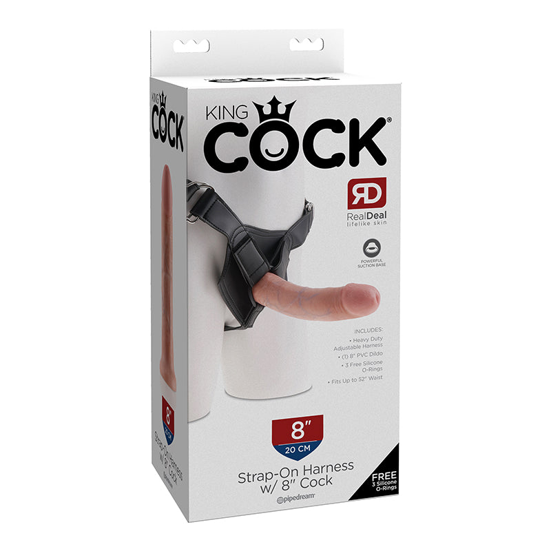 King Cock Strap On Harness 8 Inches Dildo Beige –