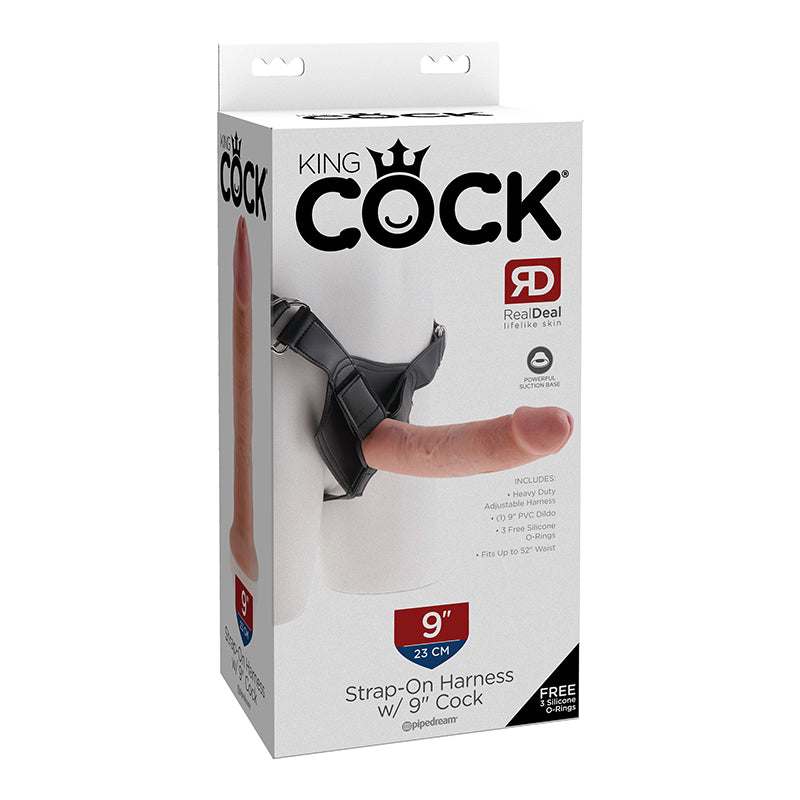 King Cock Strap On Harness 9 inches Dildo Beige