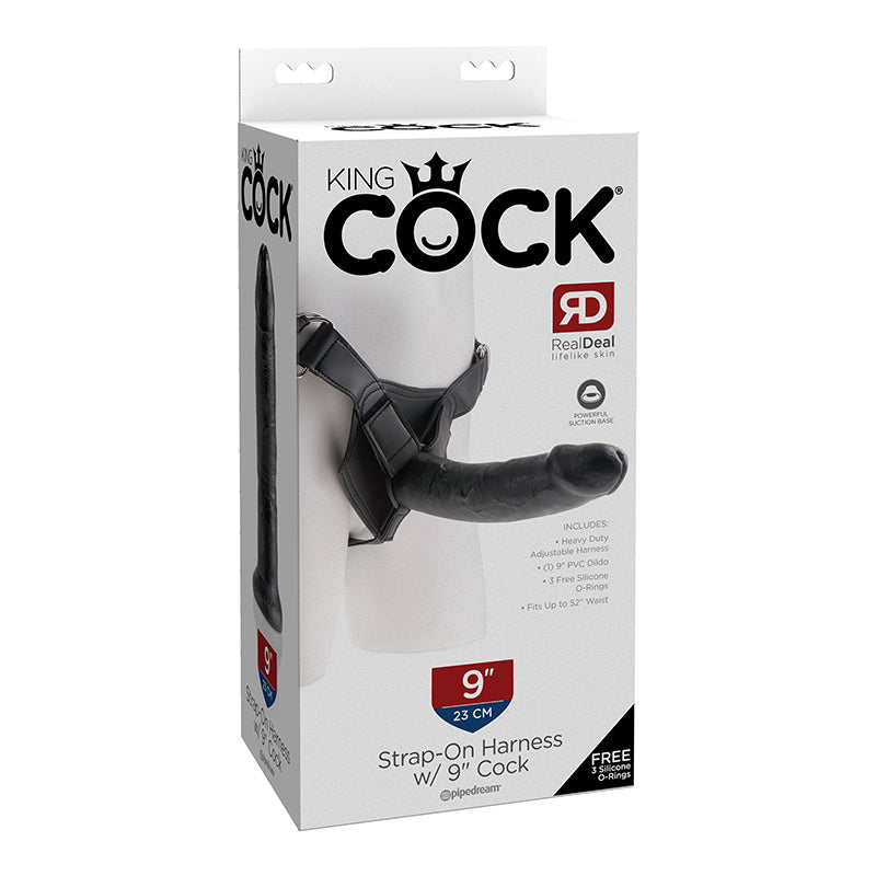 King Cock Strap On Harness W/9in Cock Black