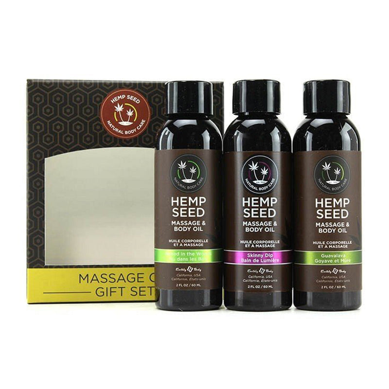 Earthly Body Massage Oil Gift Set - 2 oz Skinny Dip, Naked in the Woods & Guavalava