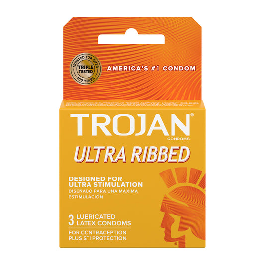 Trojan Ultra Ribbed Lubricated Condoms 3 Pack