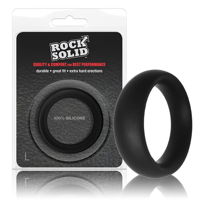 Rock Solid Silicone Black C Ring, Large (2in) In A Clamshell