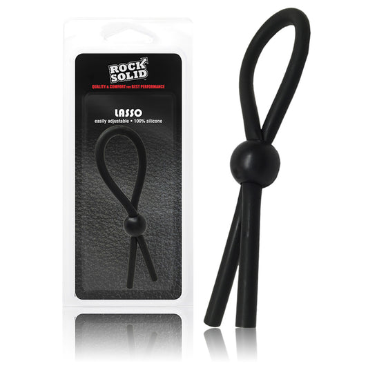 Rock Solid Lasso Single Adjustable Black Silicone Cock Tie