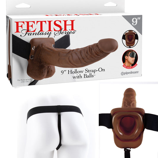 Fetish Fantasy Series 9-Inch Hollow Strap-on With Balls - Brown