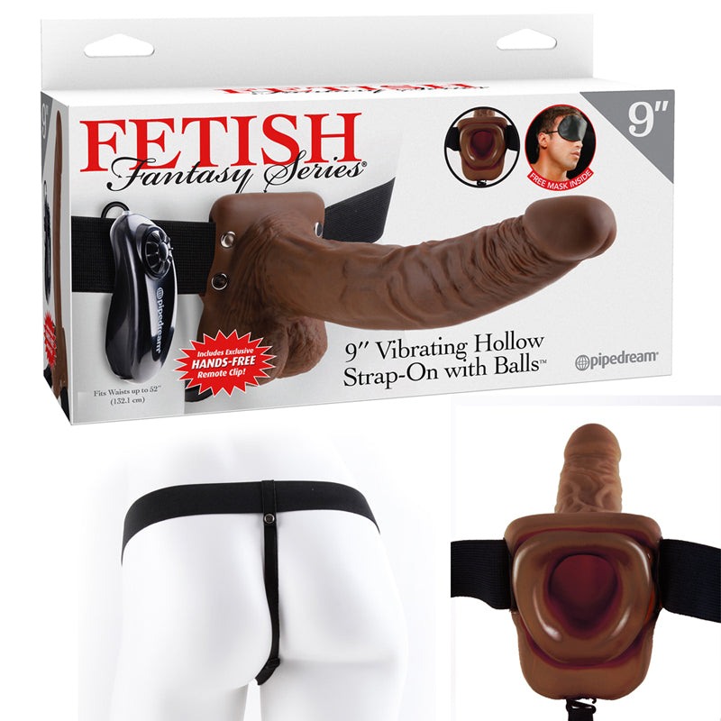 Fetish Fantasy Series 9-Inch Vibrating Hollow Strap-on With Balls - Brown