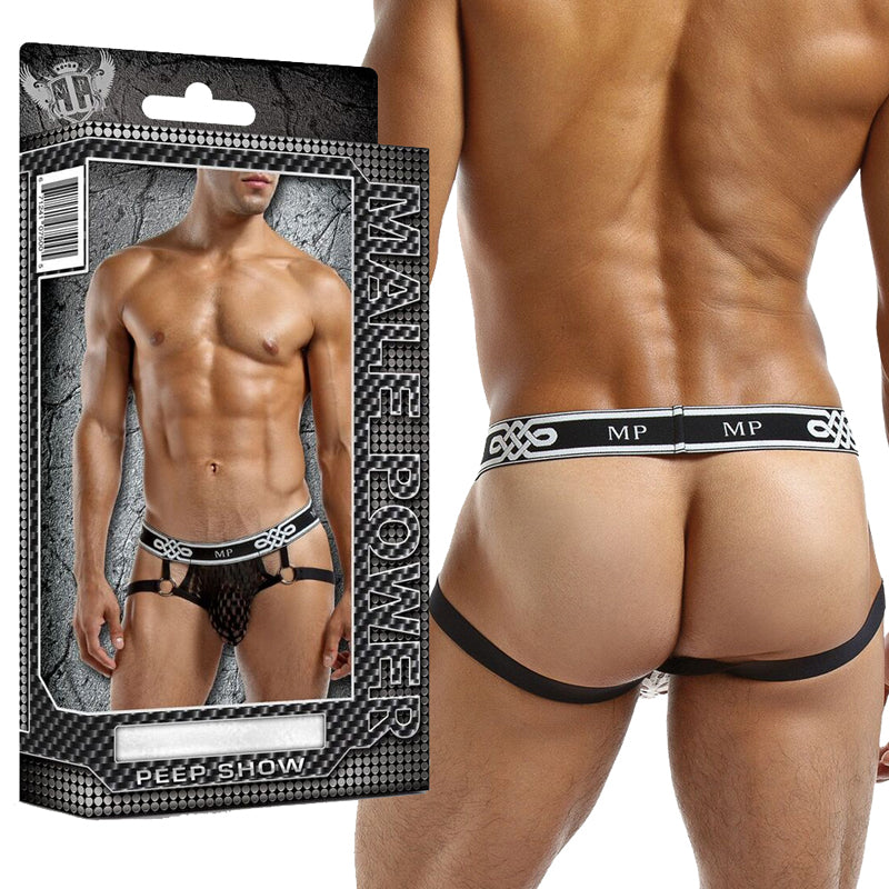 Male Power Peep Show Jock Ring L/XL Black