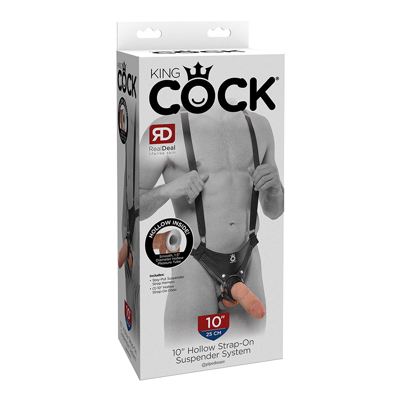 King Cock 10 " Hollow Strap On Suspender System