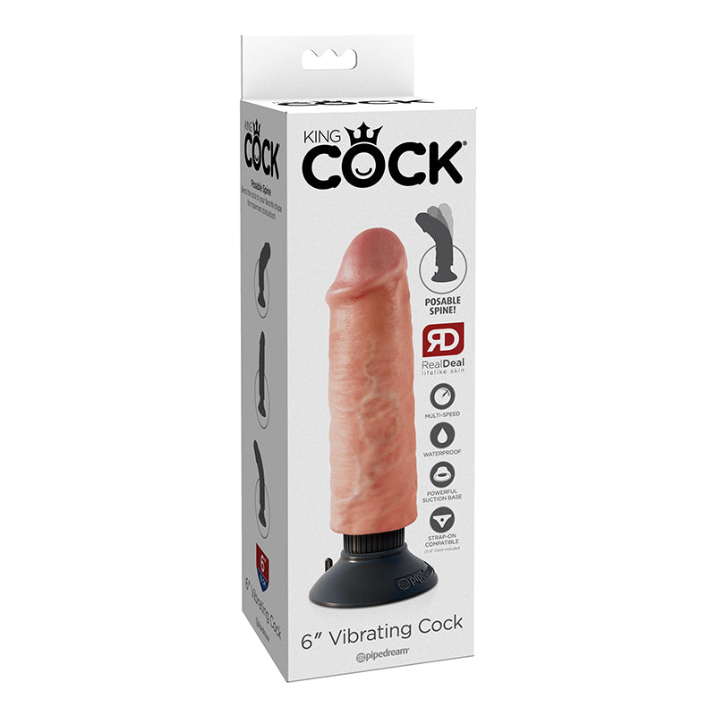 King Cock 6 Inches Vibrating Dildo Beige