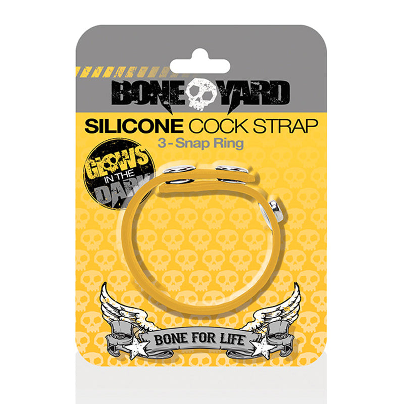 Boneyard Silicone Cock Strap 3 Snap Ring Yellow