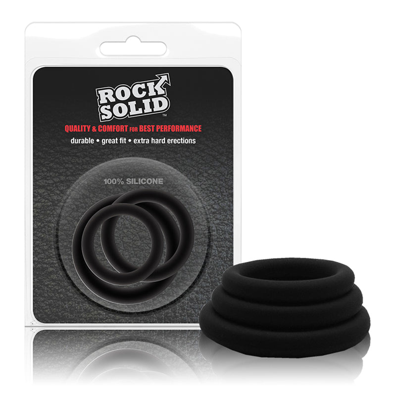 Rock Solid Tri-Pack Silicone Gasket Cock Rings Black