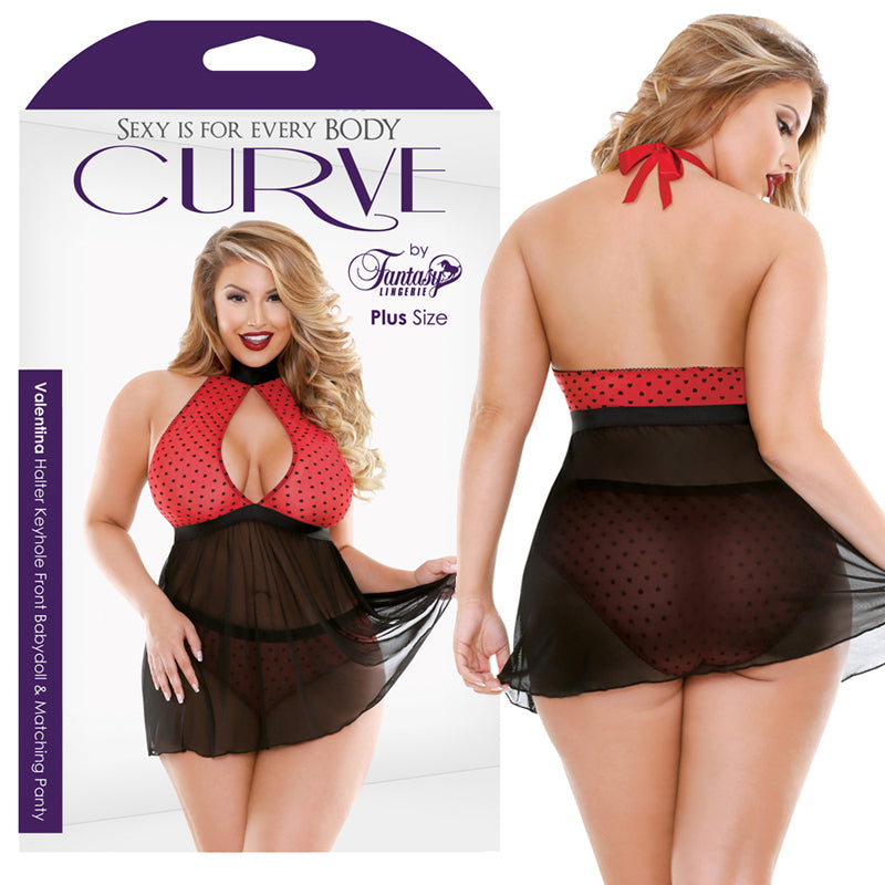 Curve Valentina Babydoll Red/Black 1X/2X