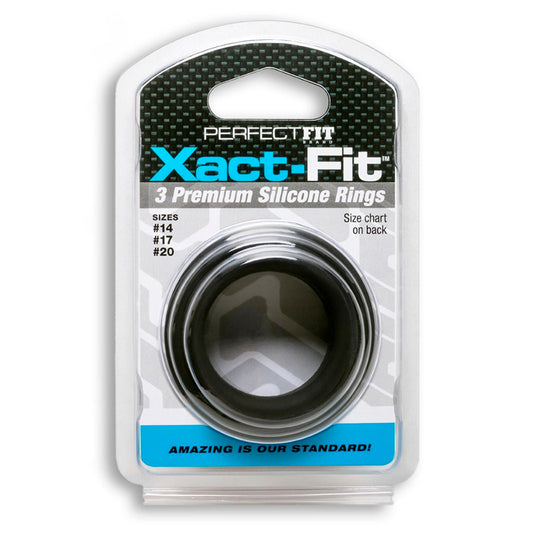 Perfect Fit Xact-fit Silicone Rings S-m-l (#14, #17, #20) Black