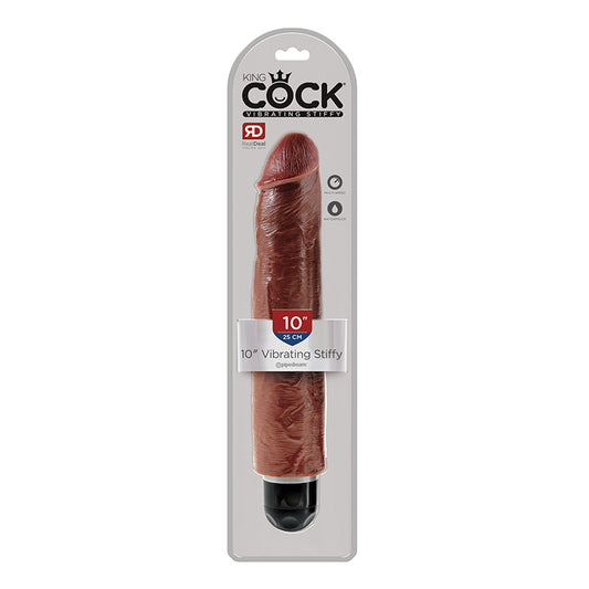 King Cock 10 inches Vibrating Stiffy Brown