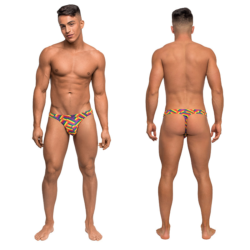 Pride Fest Contoured Pouch Bong Thong Rainbow S/M