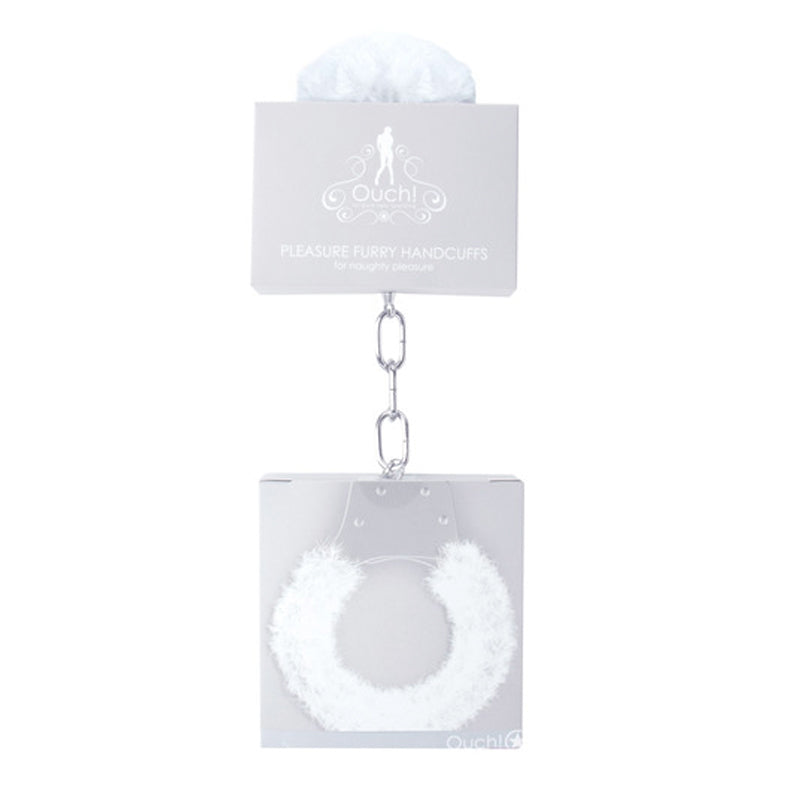 Ouch Pleasure Handcuffs Furry Cuffs White